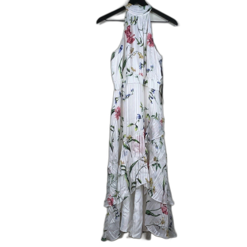 NEW WHITE HOUSE BLACK MARKET WHBM RUFFLE HALTER MIDI DRESS SZ 6P - Picture 5 of 7
